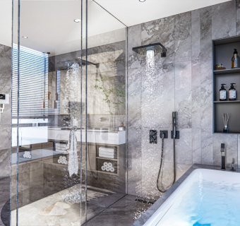 现代卫生间 卫浴用品 喷淋 花洒 台盆 马桶 洗手台 洗浴间 镜子